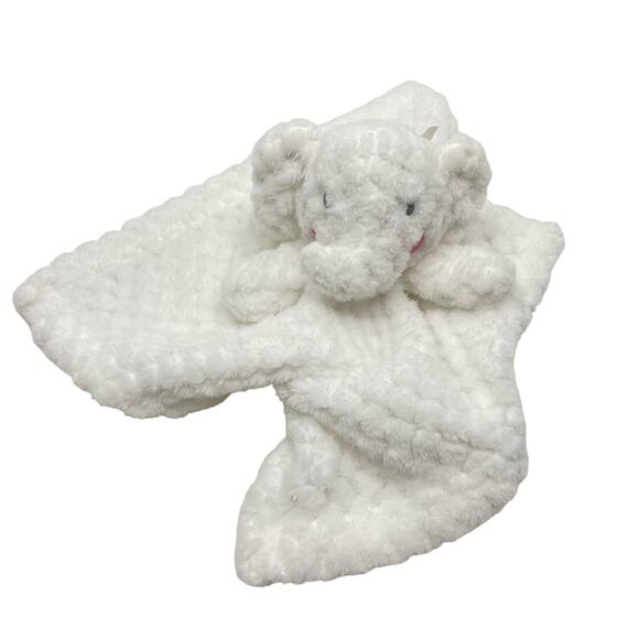 INF Inc. | White Elephant Head Pink Cheeks Plush Soft Minky 12" Square Lovie - Picture 1 of 7